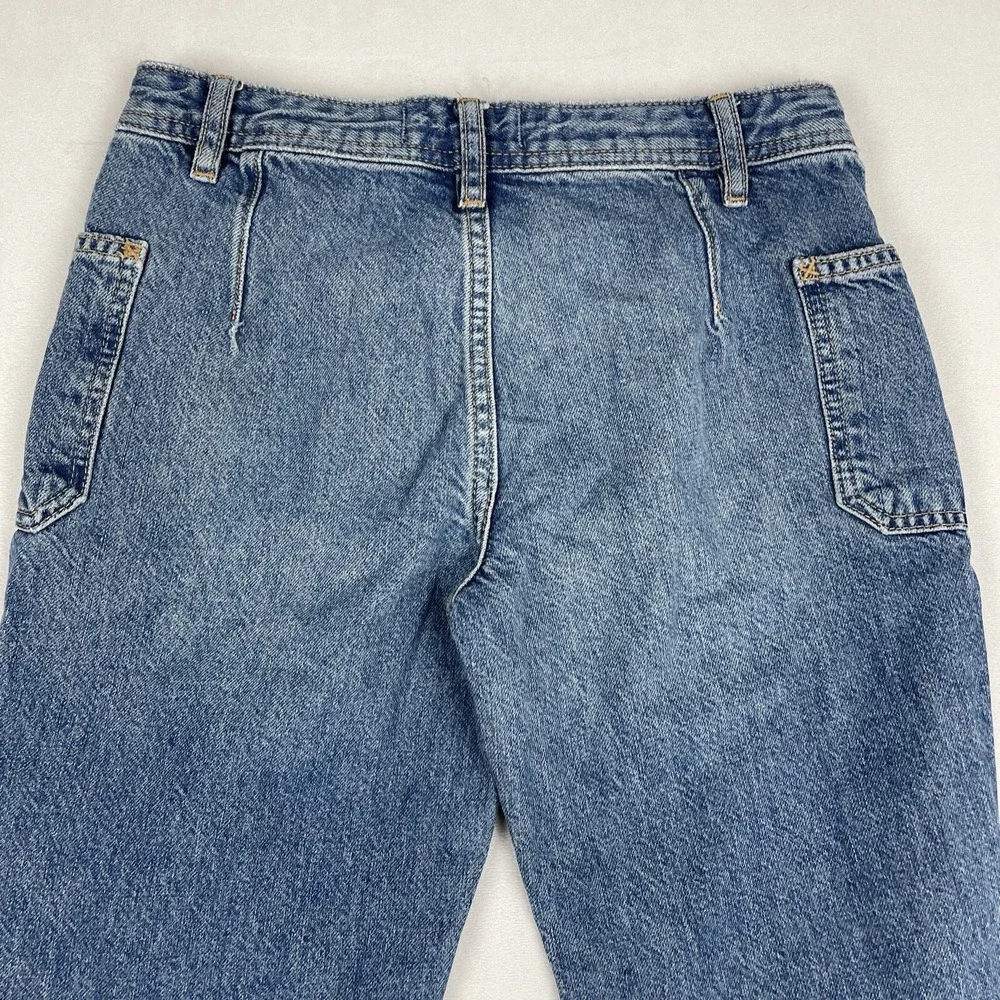 We the Free Free People Jeans Womens Size 24 Izzy Low Rise Flare Blue Raw Hem‎
